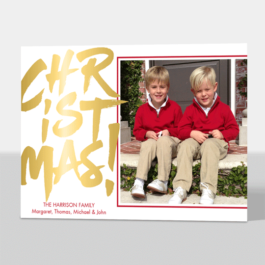 Christmas Gold Foil Flat Holiday Photo Cards
